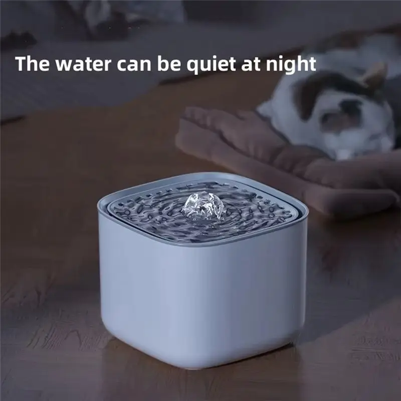 A74E-Cat Water Fountain Electric Automatic Recirculating Bowl Detector Quiet Large Capacity Pet Drinking Dispenser Detachable