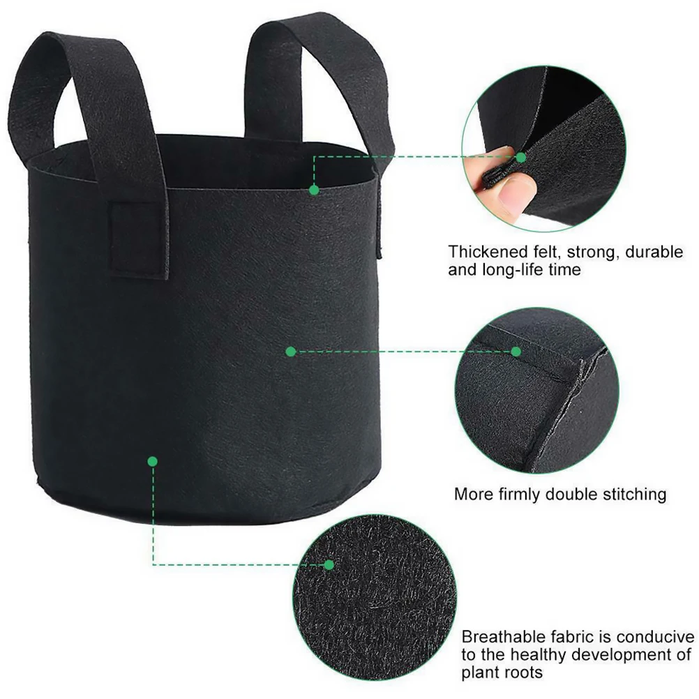 

6 pcs Plant Growing Bags Felt Lightweight EcoFriendly Safe Breathable Big Pocket for Gardening Reusable