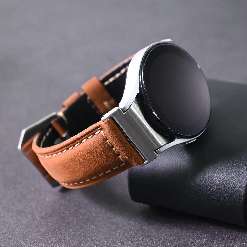 No Gaps Leather Strap for Samsung Galaxy Watch 7 6 Classic 47mm 43 40 44mm 5 Pro 45mm FE for 4 Classic 42 46mm Quick Fit Band