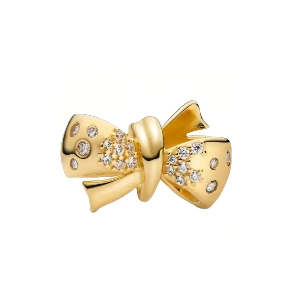 جديد 925 الفضة ، زهرة الذهب ، القوس حبة الكلب باو ، برج الحديد قلادة مناسبة للسوار الأوروبي الأصلي لتقوم بها بنفسك مجوهرات رائعة