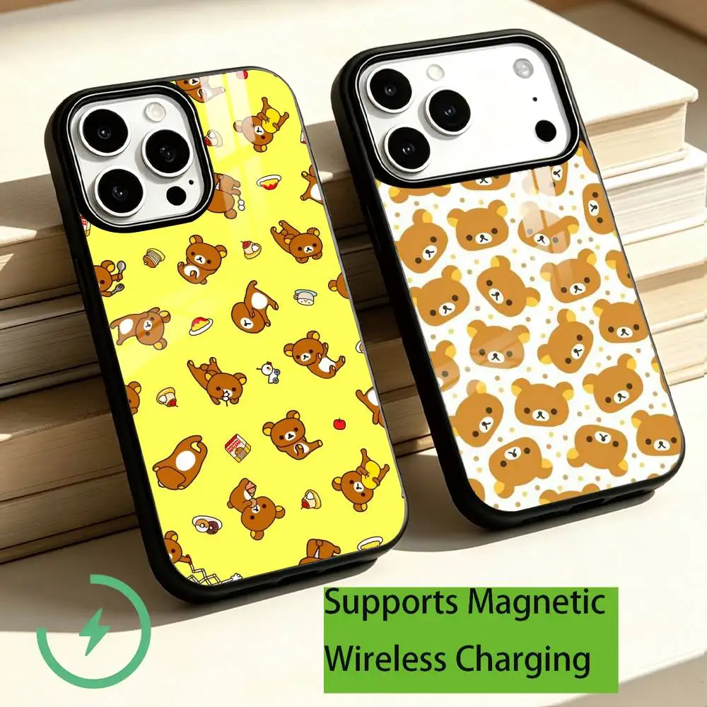 C-Cute C-Cartoon R-Rilakkuma Phone Case For iPhone18,17,16,15,14,13,12,11 Plus,Pro Allows magnetic wireless charging Gift