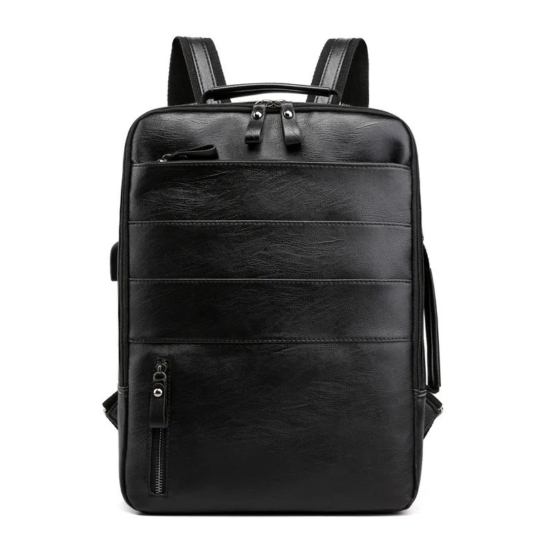 

Stylish PU Backpack for Men, Waterproof Commuting Bag with 14-inch Laptop Compartment