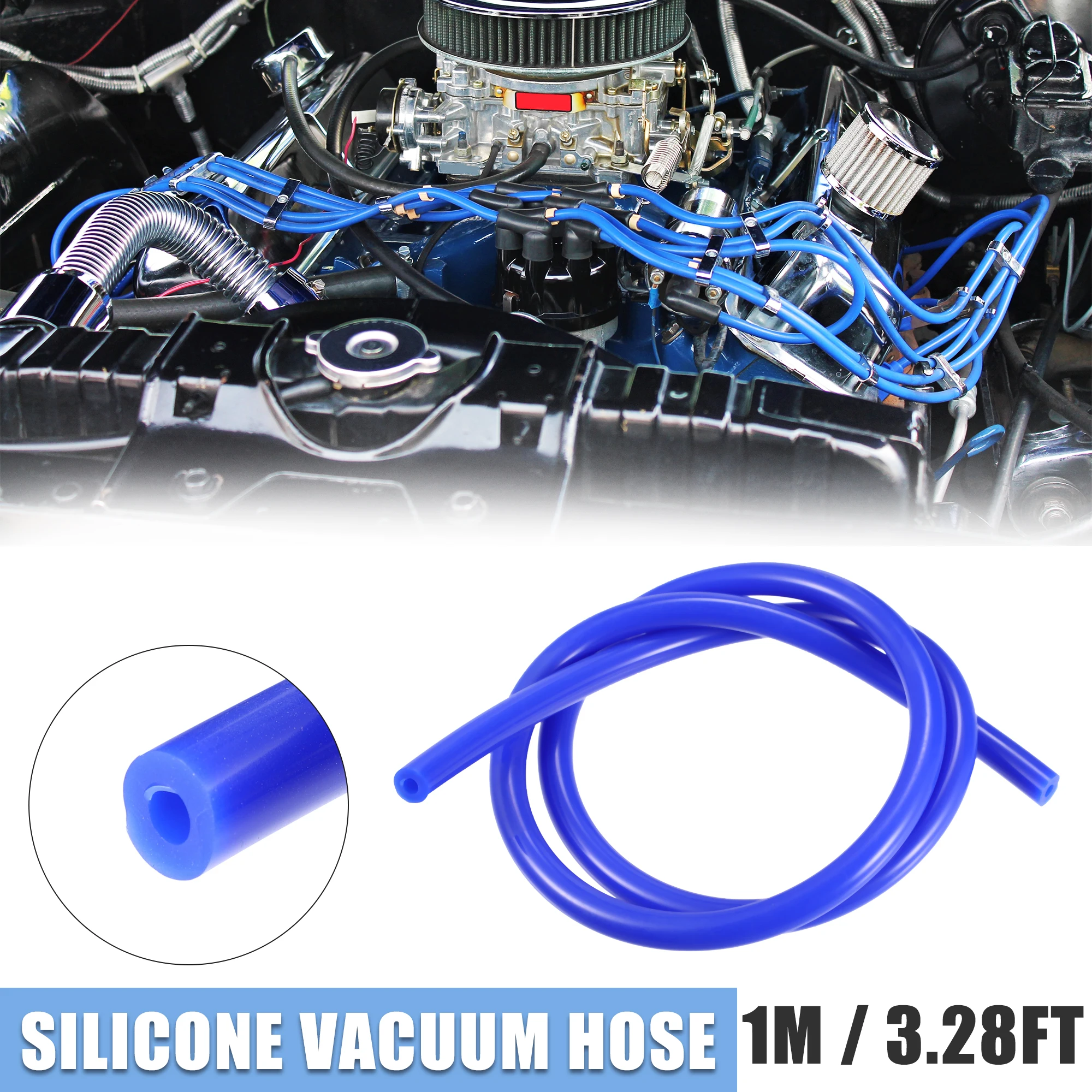 X Autohaux ID 5MM 10MM Silicone Vacuum Tubing Hose Universal Silicon Tubing 1M 2.5M Length Blue Auto Parts Vacuum Hose