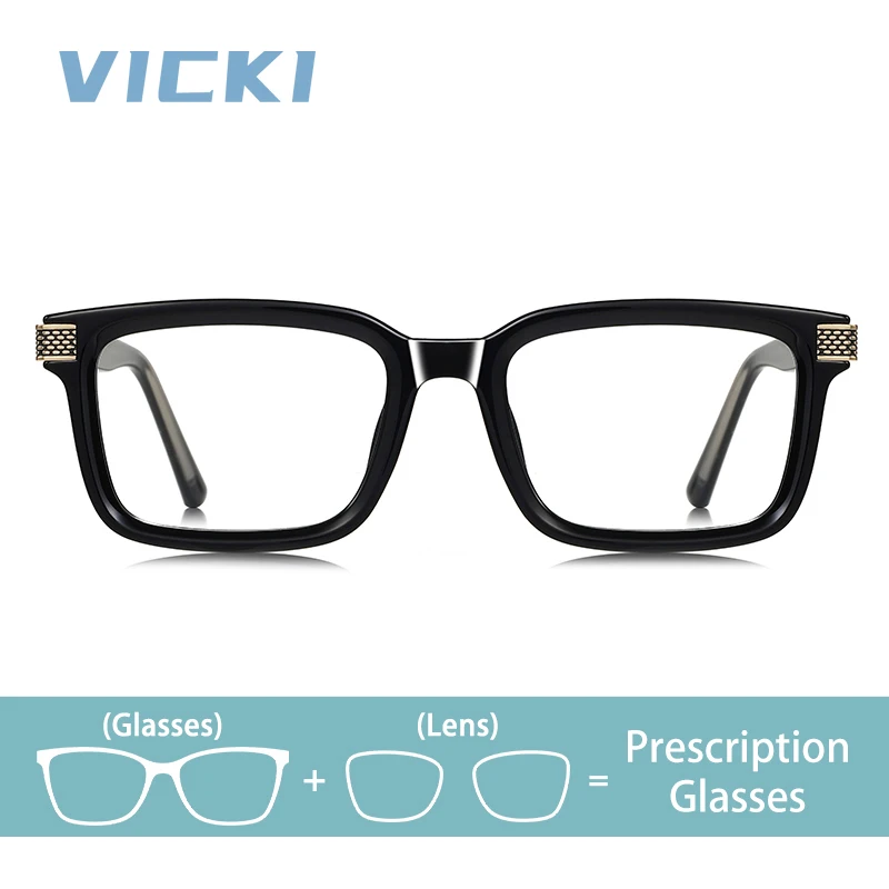 

VICKI New Ins Fashion Men's Square TR90 Anti-blue Light Glasses with Customizable Prescription and Photochromic LS106