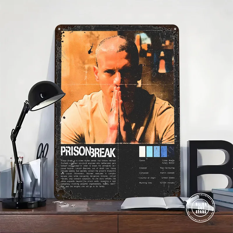 Prison Break TV Series Poster Retro 3D Printed Metal Signs Customized Wall Hanging Gift for Art Mural Vintage Home Decor Items