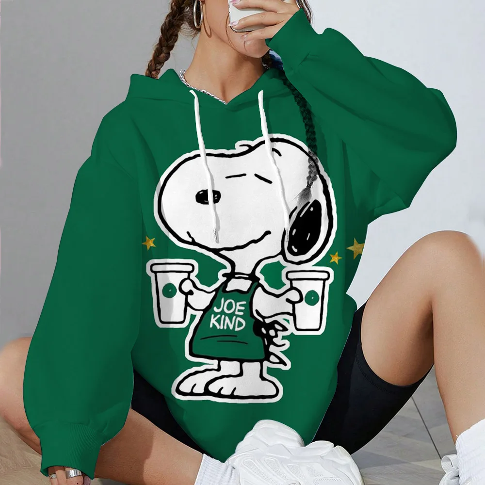 2026 سنوبي مطبوعة هوديي المرأة قميص رياضي شتوي الأساسية فضفاض هوديي ملابس جيب عادية