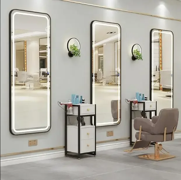 Wall mounted luminous new wall mounted hair cutting mirror