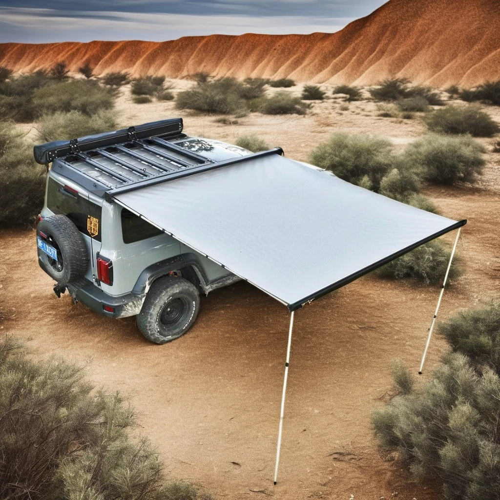 

8.2'x8.2' 2.5*2.5m Waterproof UV50+ Fabric Pull-Out Retractable Jeep SUV 4x4 Vehicle Rooftop Awning
