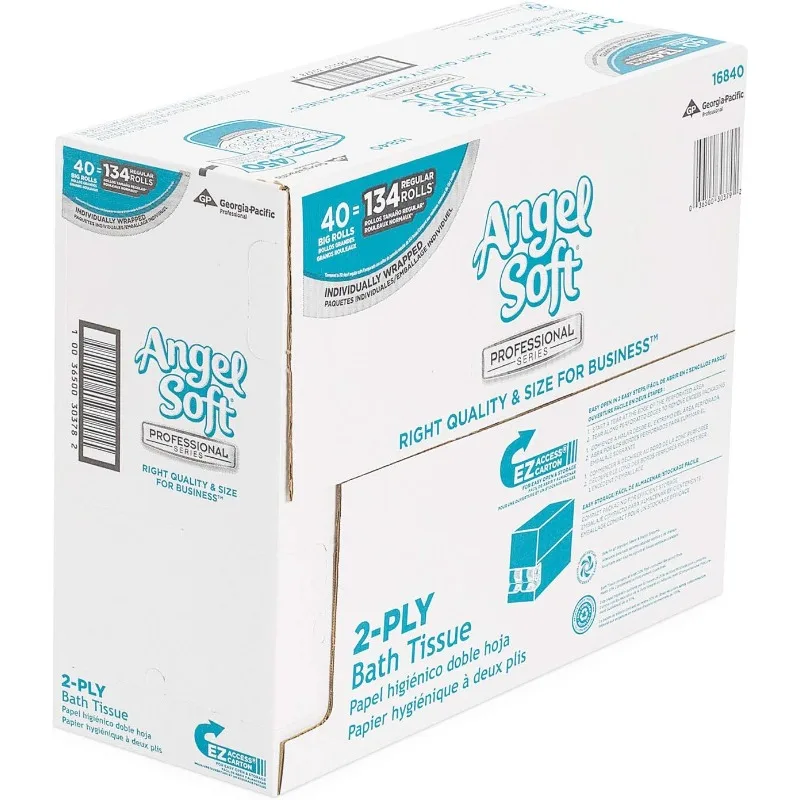 Angel Soft Professional Series Premium 2-Ply Embossed Toilet Paper, 16840, 450 Sheets Per Roll, 40 Rolls Per Cas