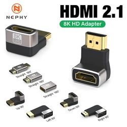 8K HDMI 2.1 Adapter do kabla 90 stopni kąt prosty złącze męskie do żeńskiego 4K 8K przedłużacz HDMI dla TV Stick PS4 PS5 Xbox PC Laptop