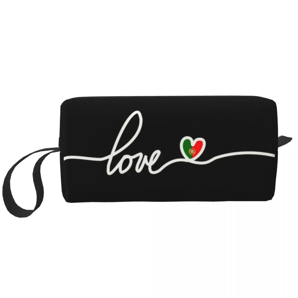 Portugal Love Flag Toiletry Bag Women Portuguese Heart Makeup Cosmetic Organizer Lady Beauty Storage Bags Dopp Kit Case Box