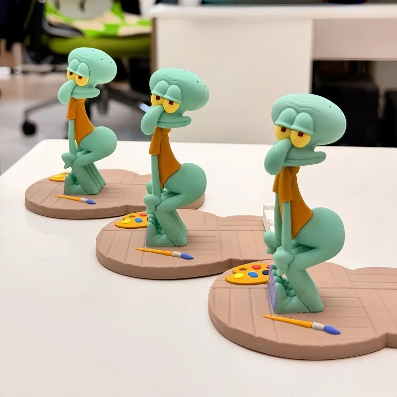 SpongeBob Squidward Phone Stand Holder 3D Resin Figure Desk Organizer Cute Cartoon Nerd Artwork