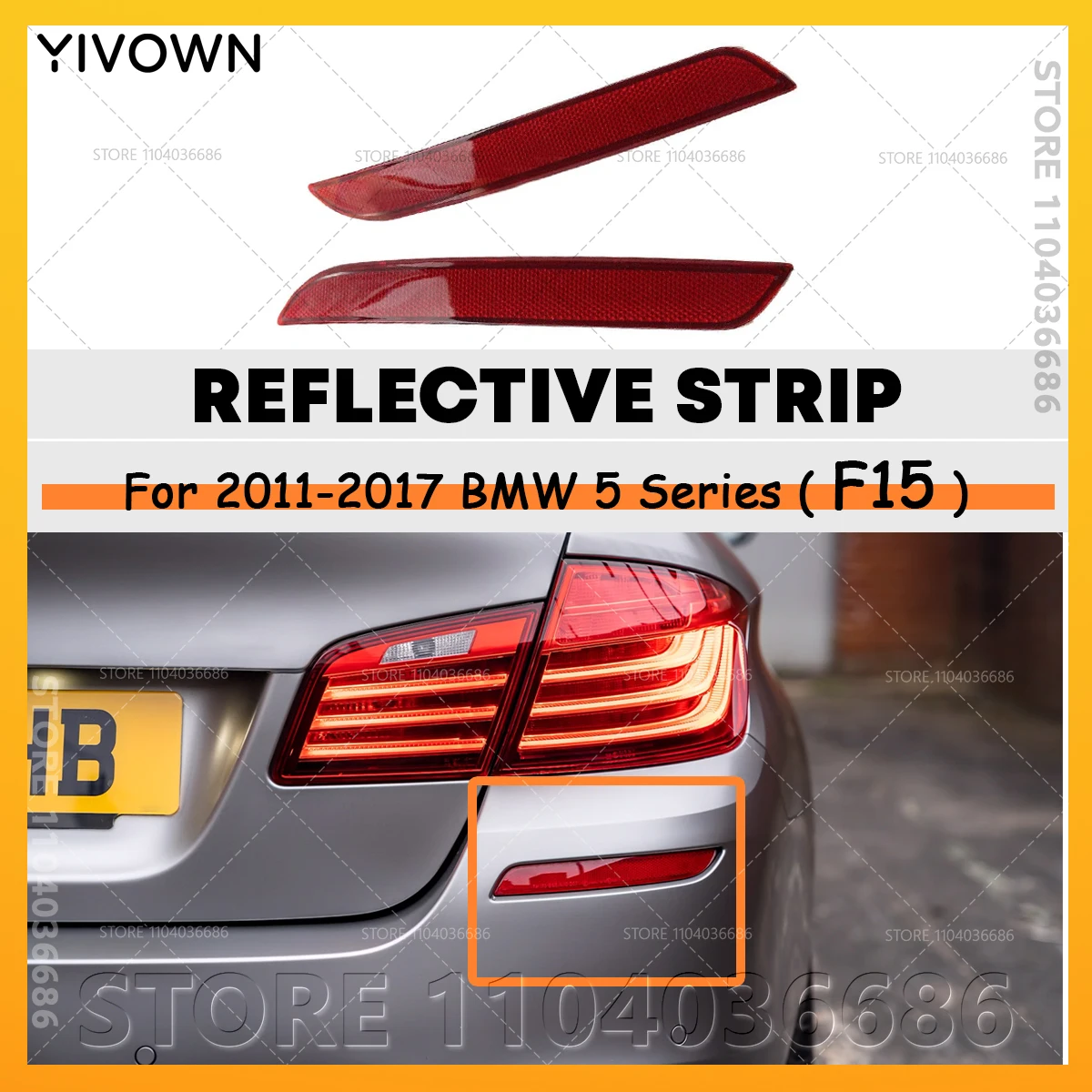 For 2011-2017 BMW 528i 528iX 535d 535dX 535i 535iX 550i 550iX M5 (F10) Rear Bumper Reflector Parking Lights Reflective Strips