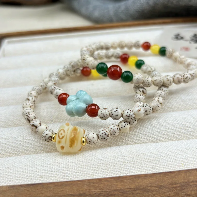 New Chinese-style mini star-moon - 6mm single-loop red-green light accessory flower cat Buddha bead bracelet