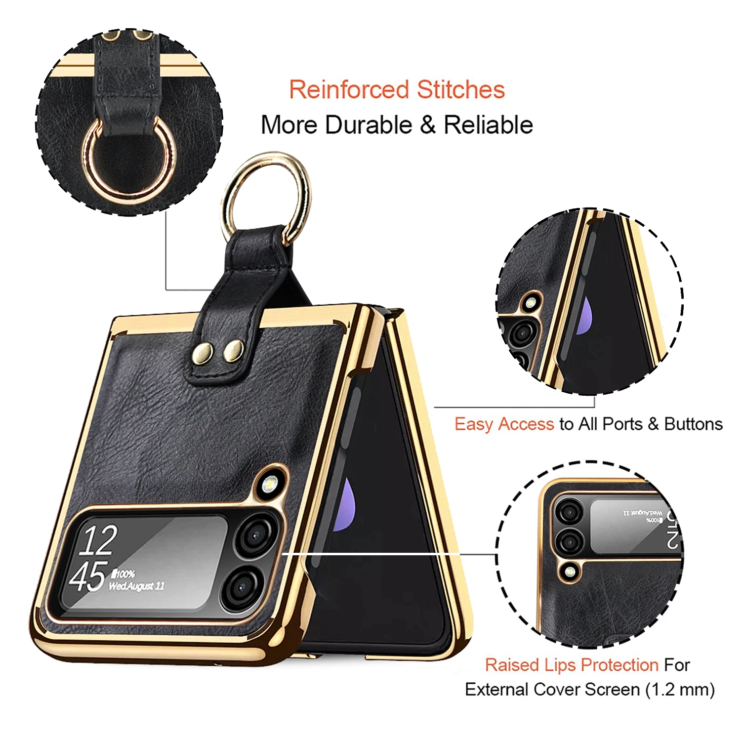 Luxury Business Retro Leather Case for Samsung Galaxy Z Flip 3/Z Flip 4 Folding Screen Shockproof Protective Cover Funda