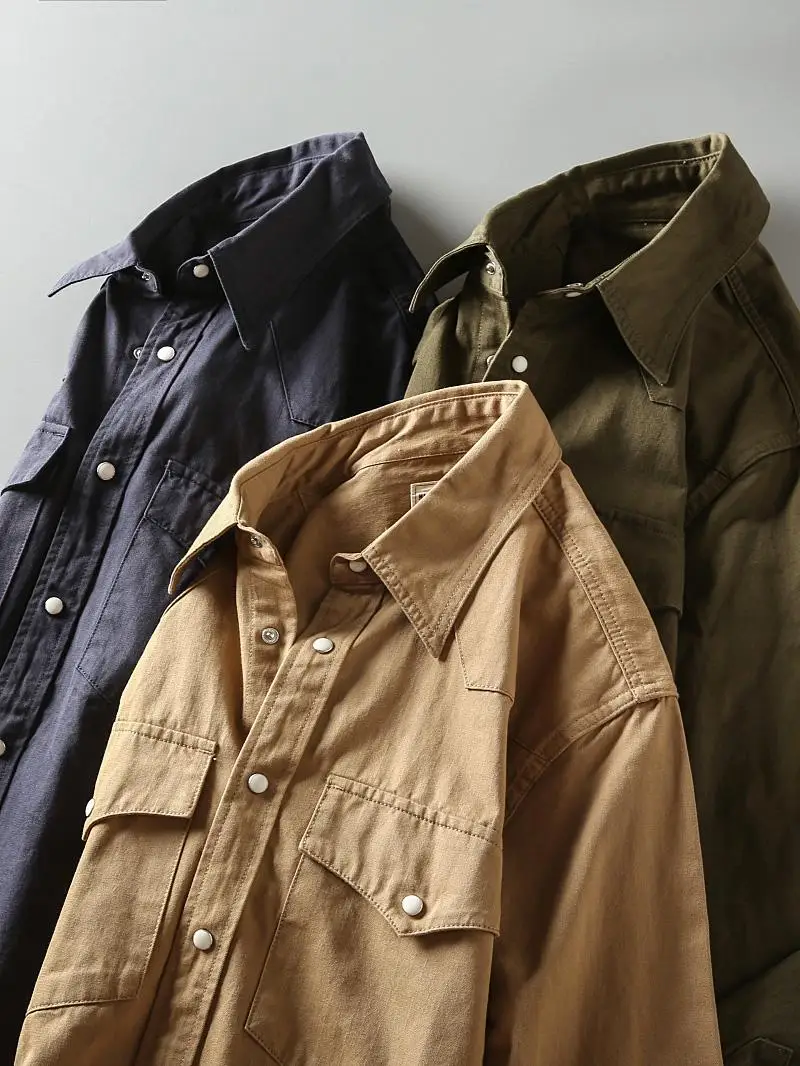 

Новинка осени: Мужская повседневная рубашка из чистого хлопка с длинным рукавом, в американском ретро-стиле, модная, стандартного кроя, для молодежи.