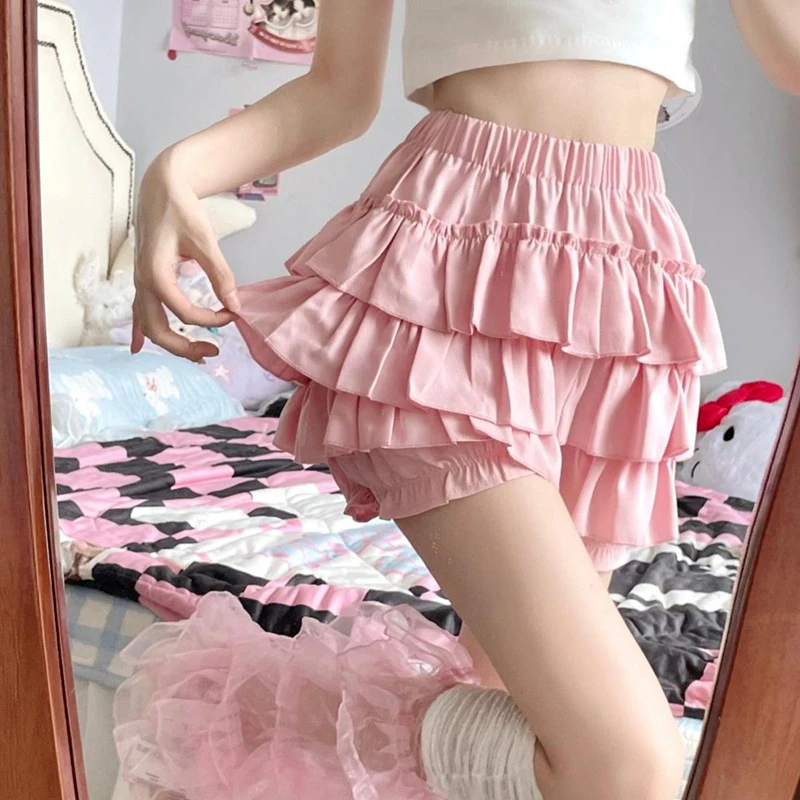 Gidyq High Waist Women Mini Skirts Summer Korean Fashion Ruffle Ball Gowns Skirts Casual Female All Match Cute A Lien Skirt New