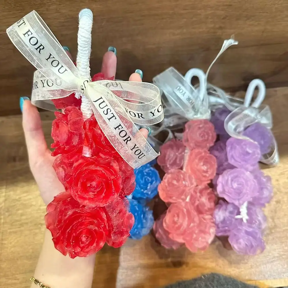 

Creative Transparent Crystal Rose Scented Soap Gentle Simulated Cleansing Soap Rich Foam Hanging Handmade Soap for Shower