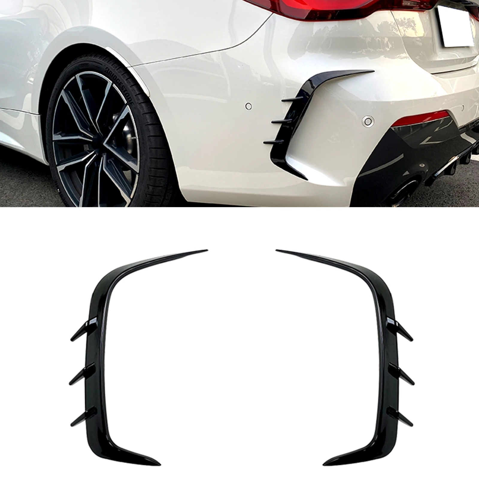 

Car Rear Bumper Side Splitter Trim For BMW 4 Series G22 G23 425i 430i M440i M Sport 2020-2021 Boot Air Vent Spoiler Canard Cover