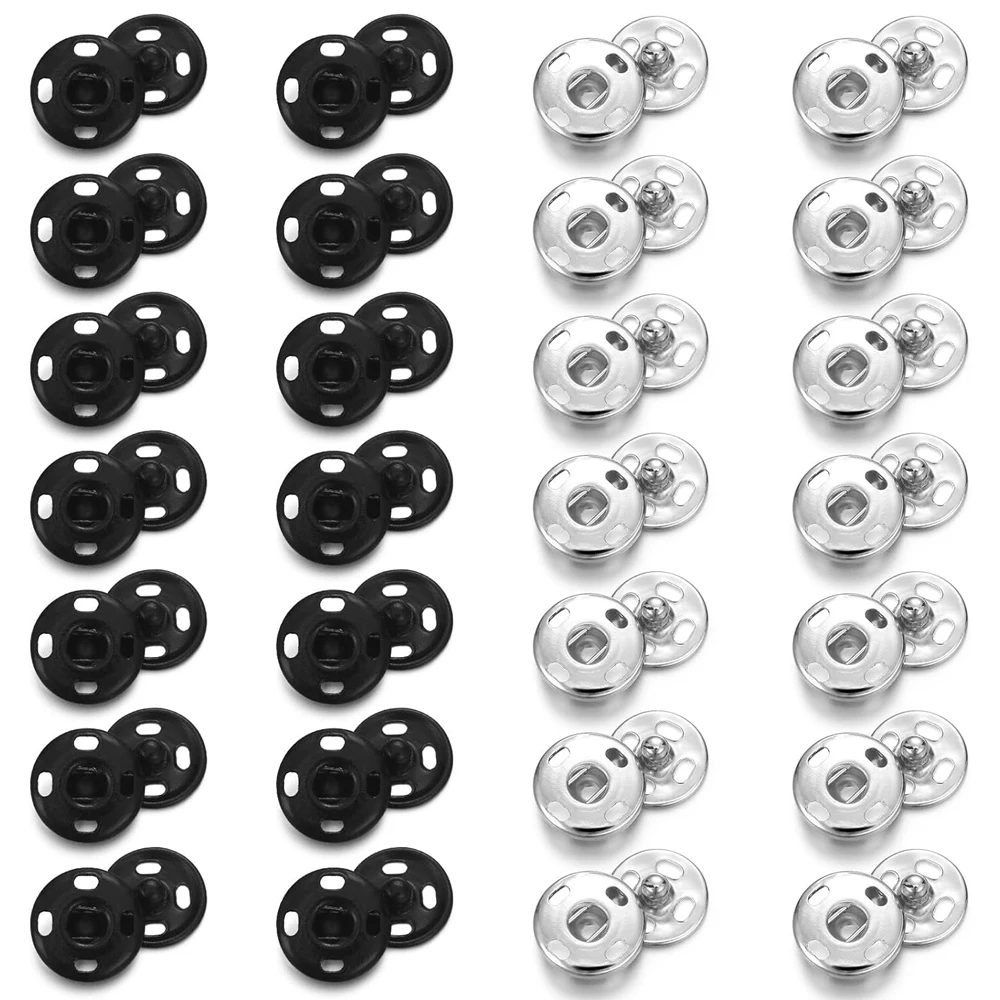 Botões de pressão para costura, Metal Snap Fastener, Press Studs, Vestuário Button, 8mm, 10mm, 100Sets