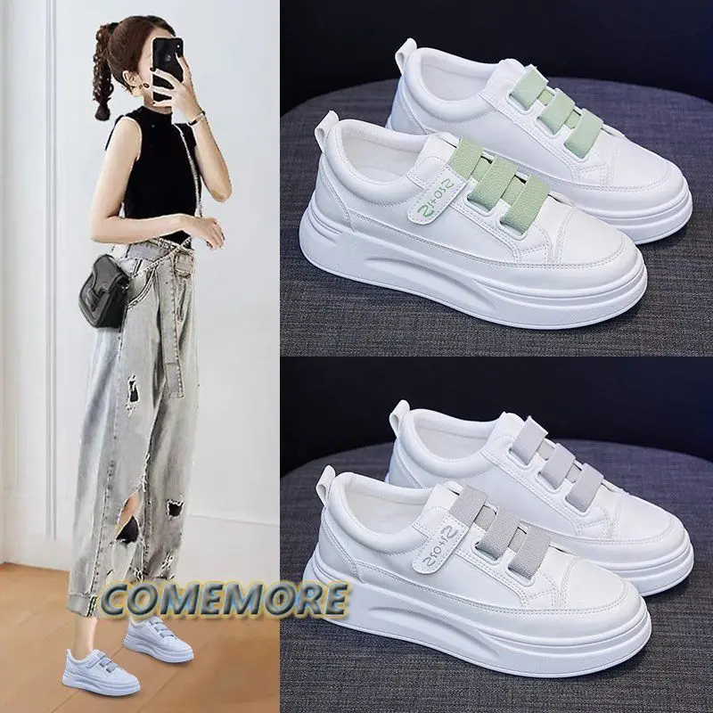 White Shoes Platform Sneakers Fashion Classics Spring Autumn Women\'s Height Increasing Chunky Sports Shoes Breathable Leisure PU