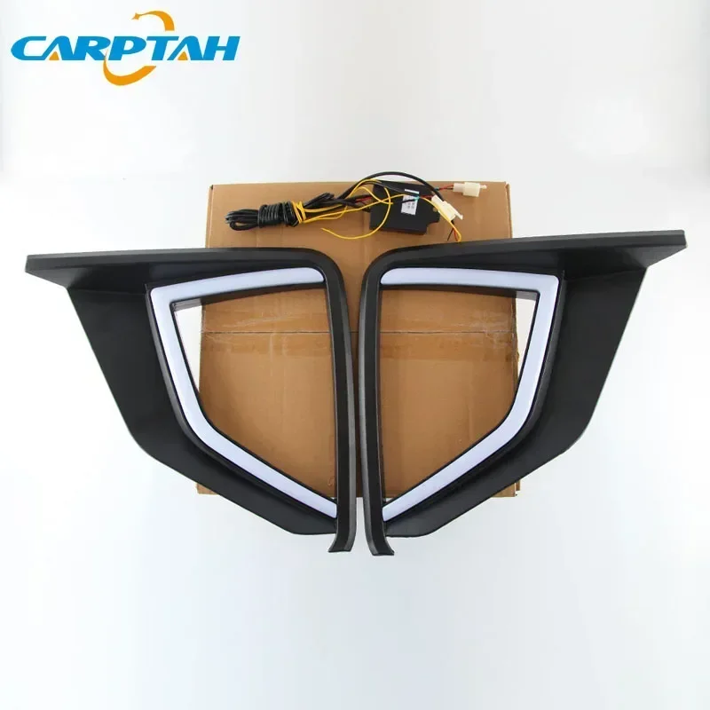 

Автомобильные светодиодные дневные фонари DRL для Mitsubishi Xpander Eclipse Cross 2017 2018 2019 2020 дневные ходовые огни желтый указатель поворота