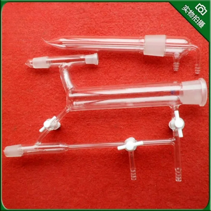 Glass F4 Distillation Head with Coiled Straight Condenser PTFE Stopcock 40*24*24*14 Joint, Lab Fractional Distillation Glassware
