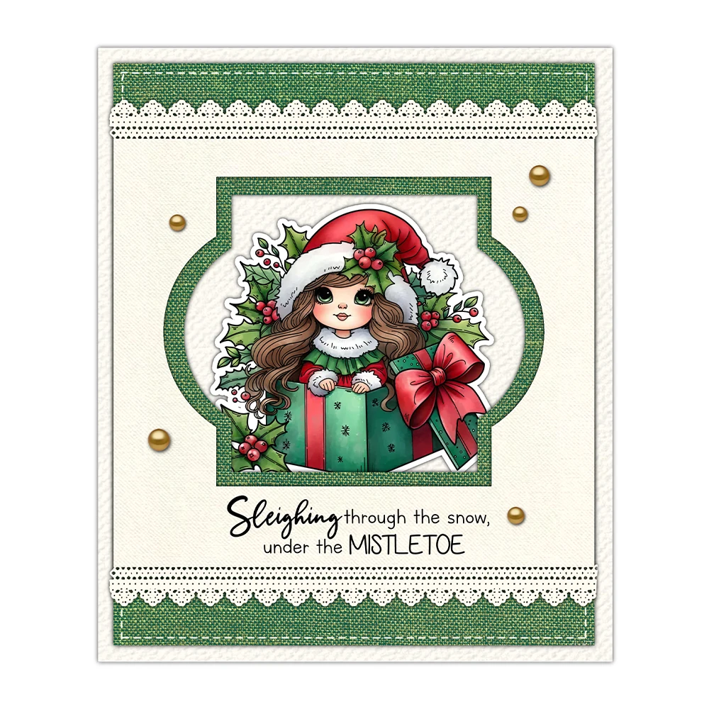 Mangocraft Christmas Series Girl Fairy Cutting Dies Clear Stamp DIY Scrapbooking Metal Dies Silicone Stamp For Cards Album Decor