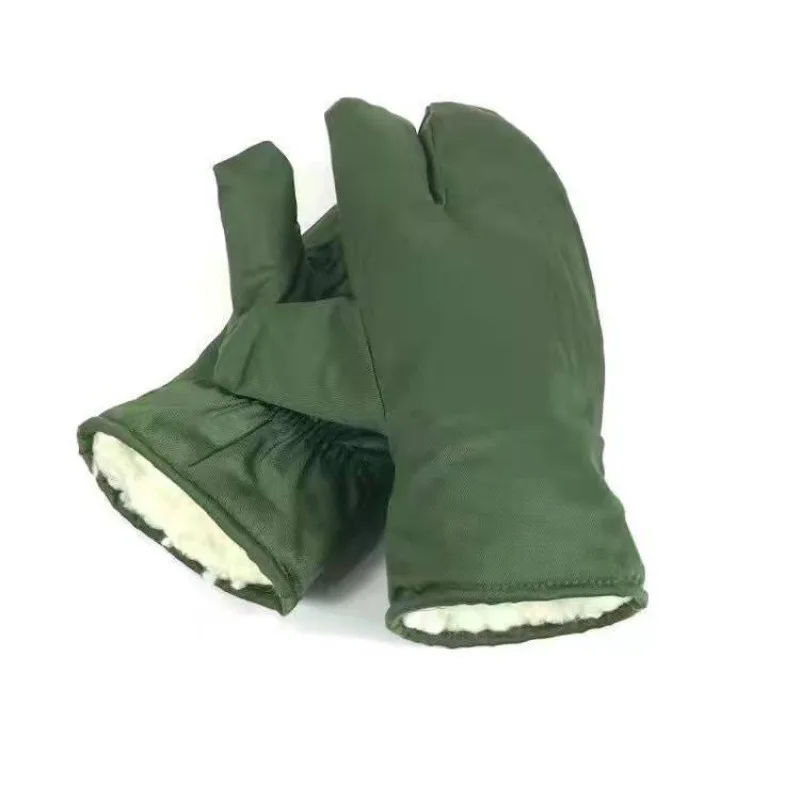 قفازات رجالية دافئة 40 قطنية لليد تحت الصفر محشوة من القطن مقاومة للبرد قفازات رجالية بمفصل أصابع الجيش الأخضر قفازات عتيقة