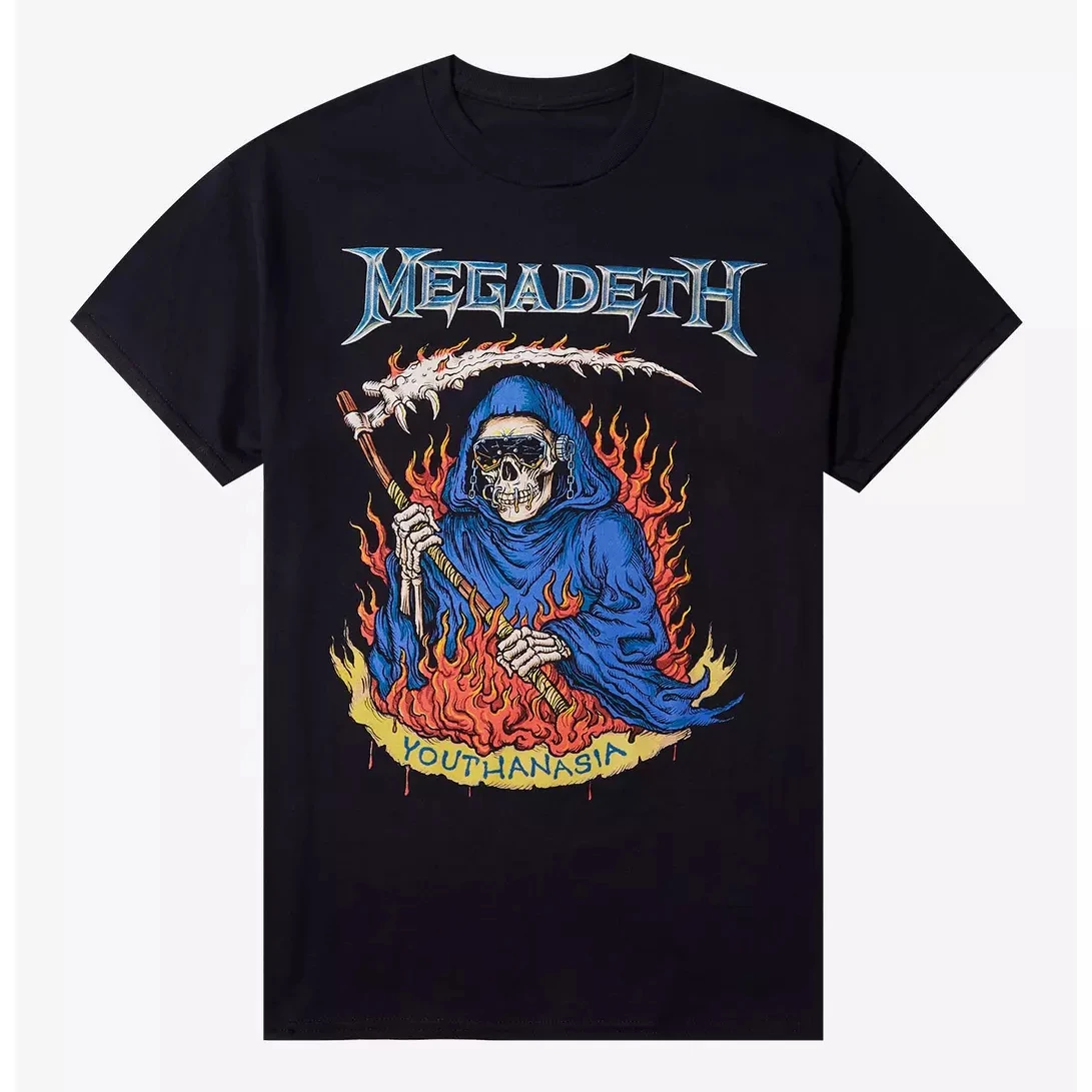 Megadeth Youthanasia Grim Reaper Band T-Shirt Cotton Graphic Tee Men Women Summer Streetwear