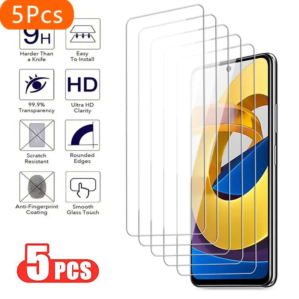 

5Pcs Tempered Glass For Xiaomi Mi Poco M3 M4 M5 M6 Pro 4G 5G X3 X4 X5 GT Pro For Xiaomi Poco M5S X3 NFC Screen Protector Film