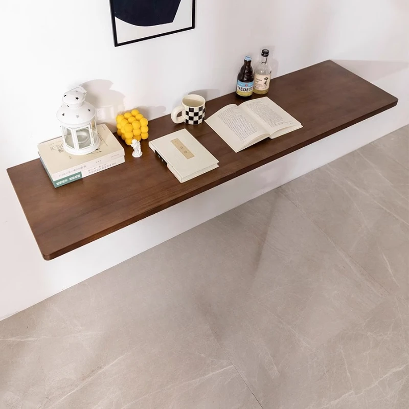 Wall Mounted Folding Table, Solid Wood Floating Desk for Cafe, Space Saving Wall Mounted Workstation, Creative Decorative Shelf