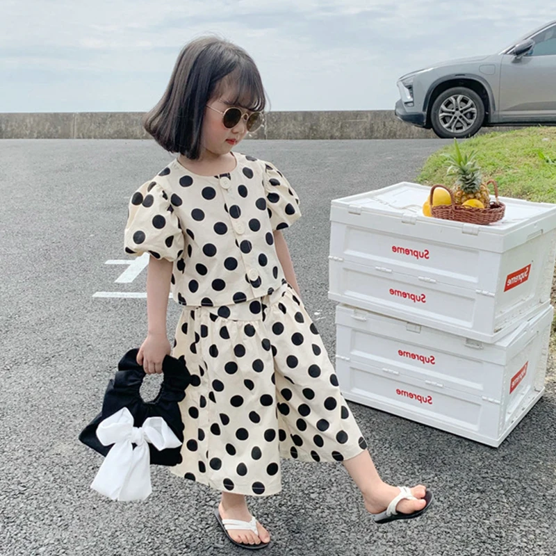 Girls\' Fashion Set 2024 New Children\'s Summer Clothing Suit Little Girl Summer Sleeveless Tank Top+Wide Leg Pants Kids Sets