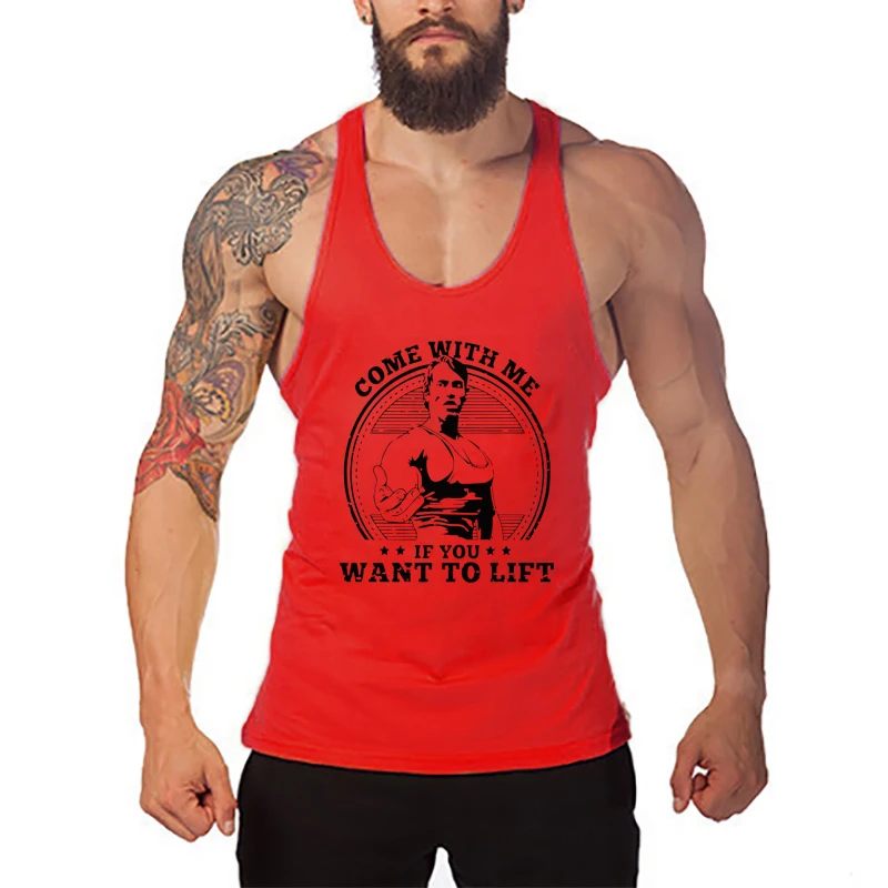 Come with Me If You Want To Lift Arnold Profession Bodybuilding Stringer Singlets Mens Y Back Gym Tank Tops Cotton Fitness Shirt