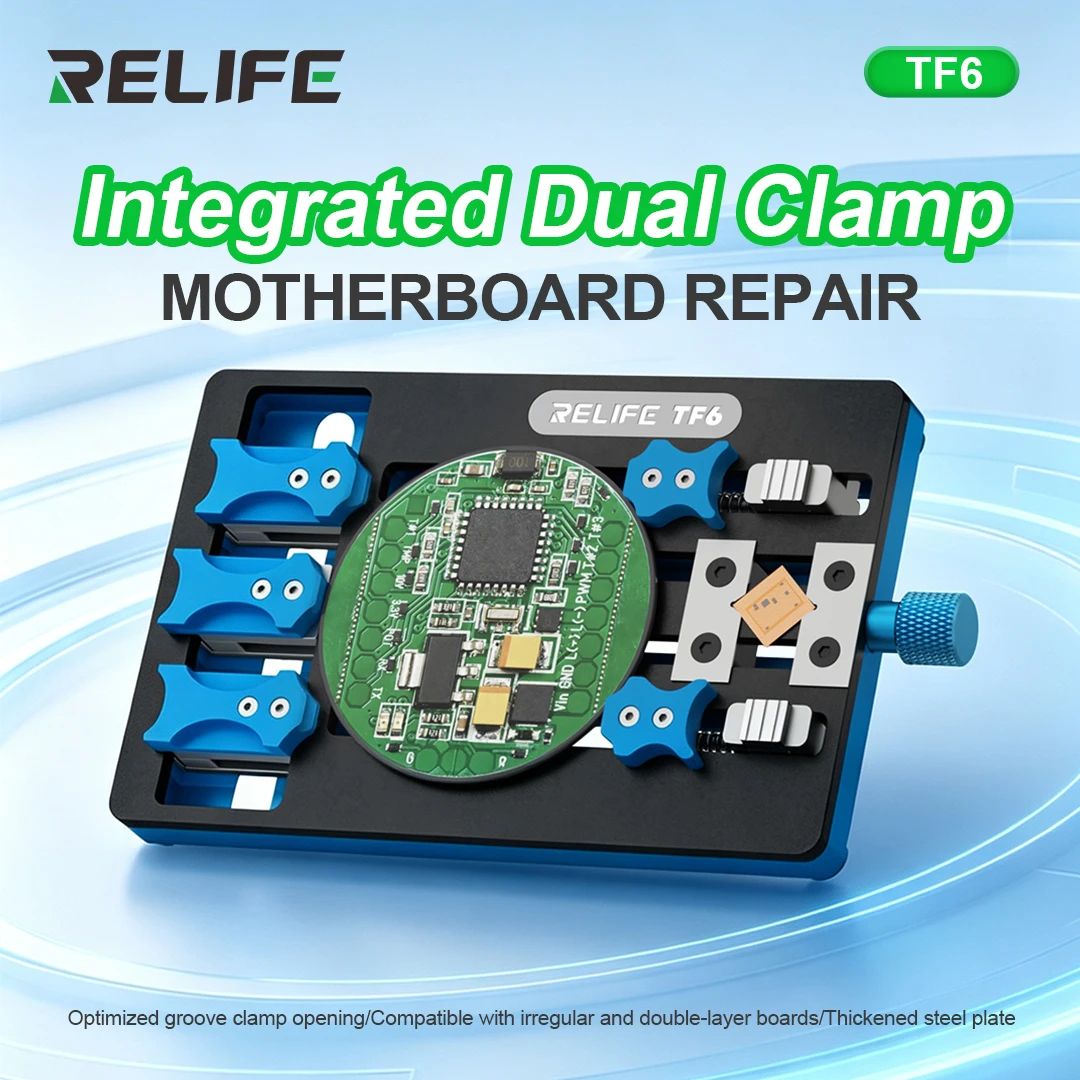 

RELIFE TF6 Multi-Function Motherboard Repair Clamp Grooved Jaws for Mobile Phone Repair Motherboard PCB CPU Chip Clamping Tool