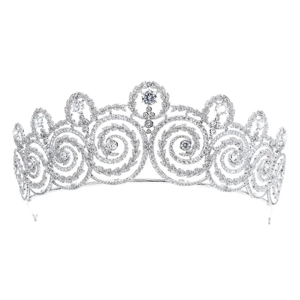 

Classic Cubic Zirconia Wedding Bridal Princess Royal Replica Tiara Crown Women Prom Hair Jewelry Accessories