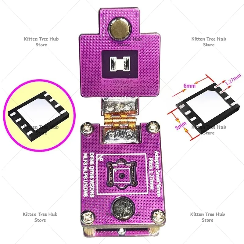DFN8 QFN8 WSON8 MLF8 chip read and write, burning test 1.27 6X8 5X6 clamshell IC holder