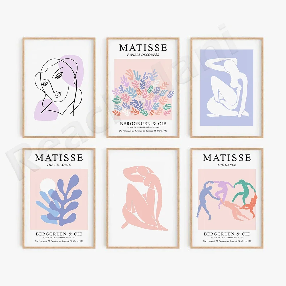 Matisse Print, DIGITAL DOWNLOAD, Matisse Exhibition Poster, Pastel Wall Art,Peach Blue Lilac Gallery Wall Set,Abstract Wall Art