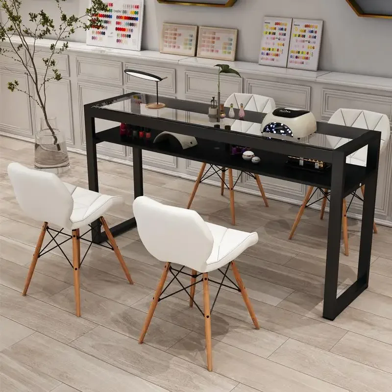 Nordic Manicure Nail Tables Minimalism Transparent Glass Storage Nail Tables Reception Desks Professional Furniture Nagel FYMT