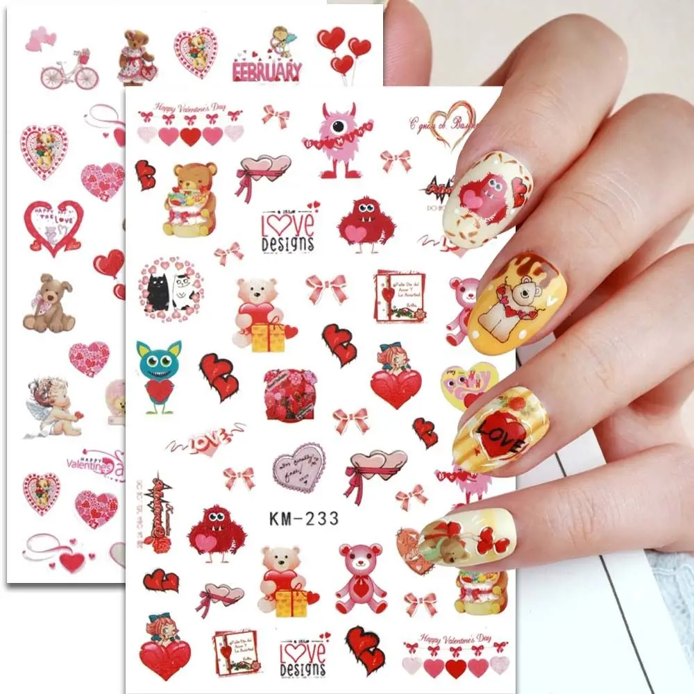 

Accessories Valentine Day Nail Art Bowknot Nail Art Decorations Cartoon Nail Stickers Bears Nail Stickers Heart Nail Decals