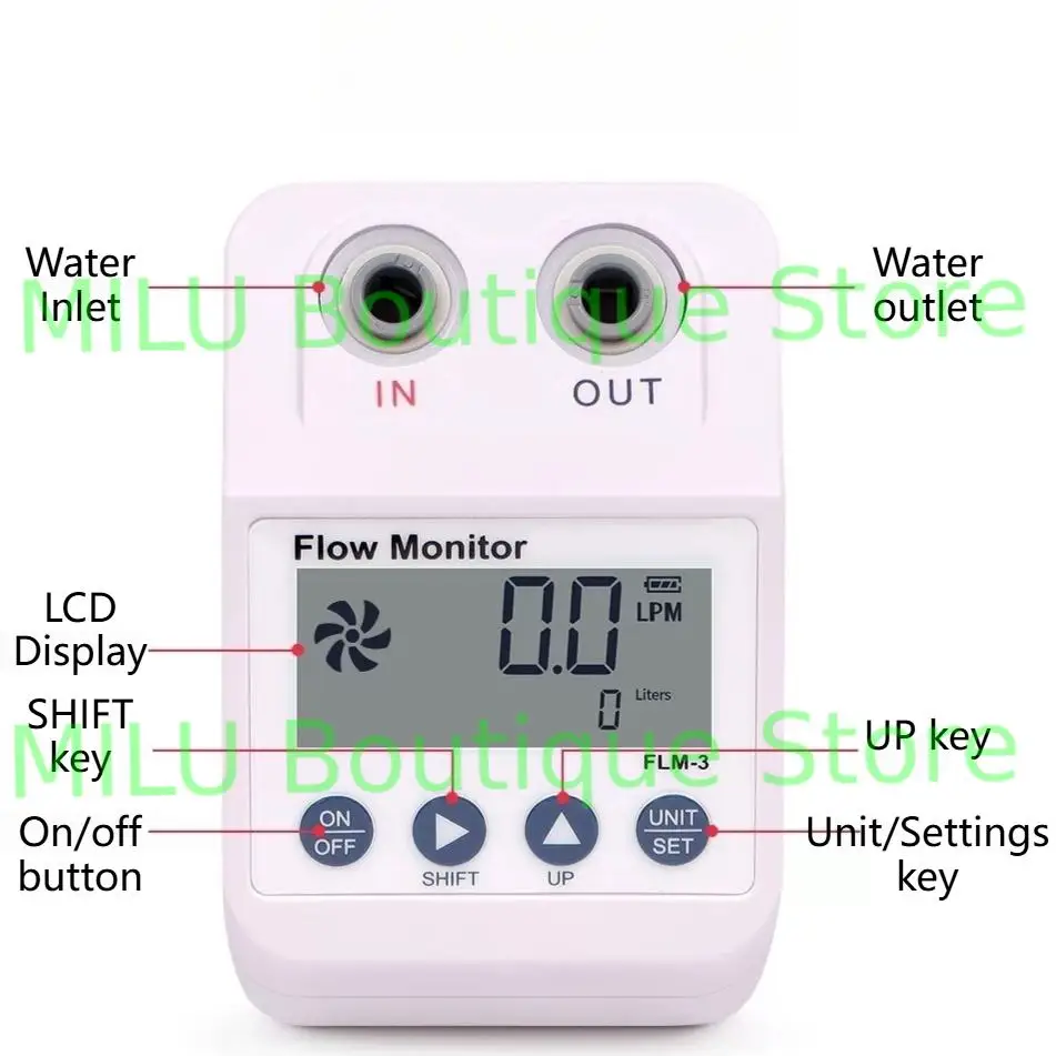 FLM-3 Pengukur Aliran Air Pemurni Air Flowmeter Alarm Dan Fungsi Hemat Daya Filter Sensor Aliran Air Monitor 1/4 Inci
