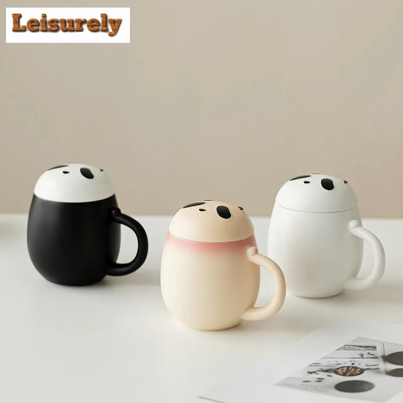 

350ml Panda Cartoon Filter Tea Separator Cup Boutique Tea Mug With Infuser Handgrip Cups Tea Soaking Office Water Cup Tea Items
