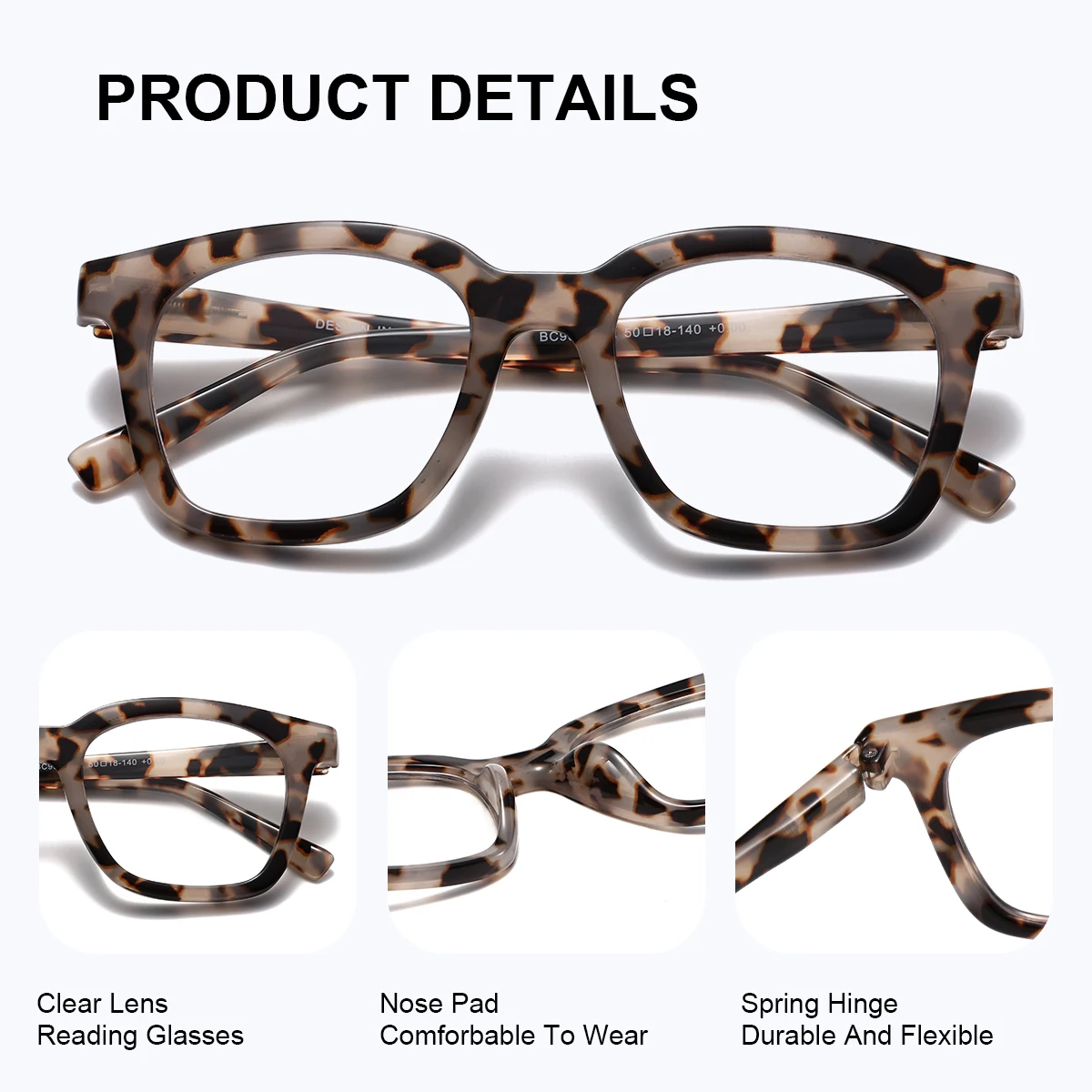 CATMONROE 1 Stück Lesebrille für Damen, PC-Rahmen, Leopardenmuster, Computerbrille, modische Bekleidung, Accessoires – Detail 2