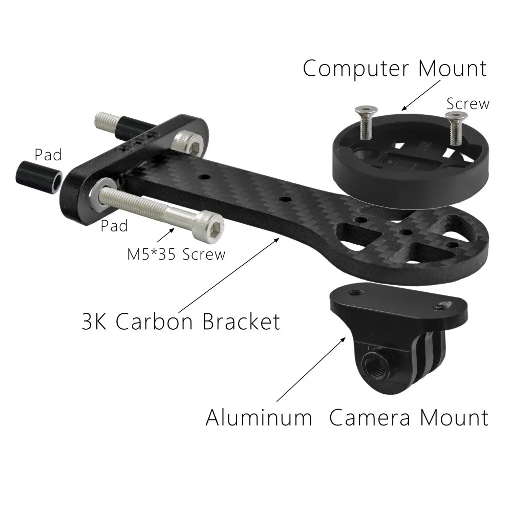 KOCEVLO 3K Carbon Fahrradcomputer-Halterung Fahrrad-Vorbau-Verlängerung Lenker-Taschenlampenhalter Fahrradkamera-Halterung – Detail 4