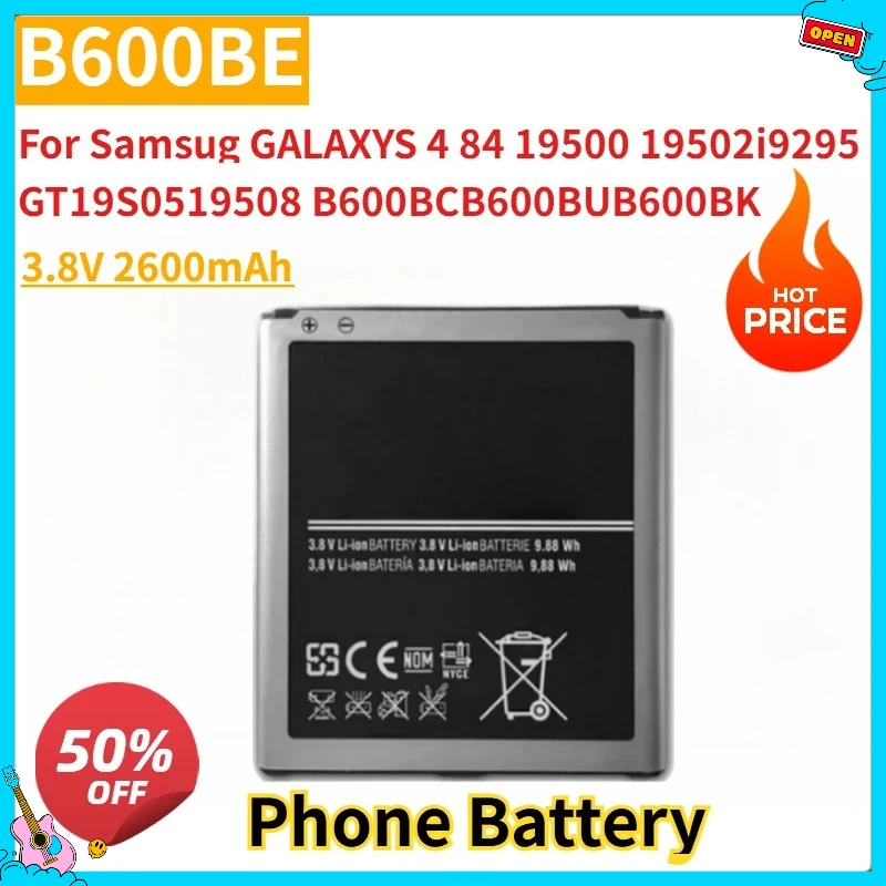 

Новый запасной аккумулятор для мобильного телефона B600BE 3,8 В 2600 мАч для Samsung GALAXY S 4 S4 I9500 I9502 I9295 GT-I9505 I9508 I959 I337