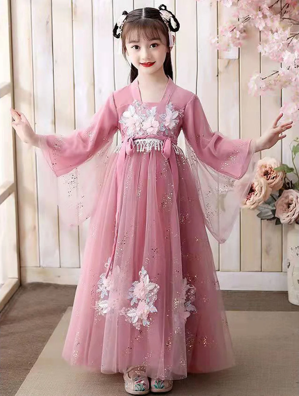 Children Hanfu Costume Girl Hanfu Tang Dynasty Chinese Style Princess Fairy Dress Kids Clothing Show Elegant Costumes