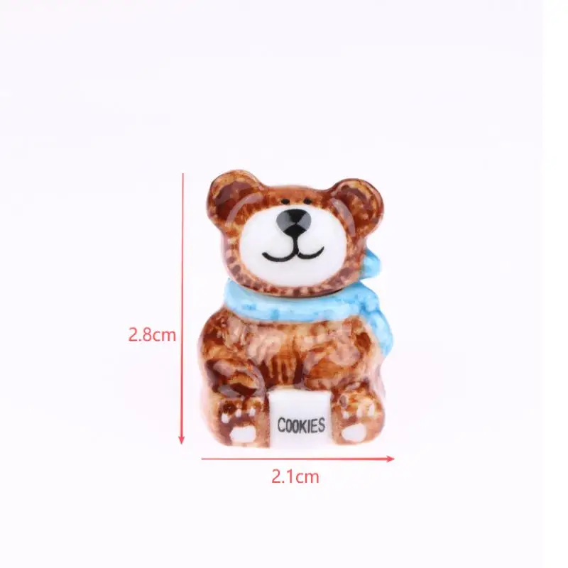1/3Sets Miniature Dollhouse Porcelain Bear Cookie And Candy Jars Ornaments For Diy Doll Kitchen Party Decoration Accessories