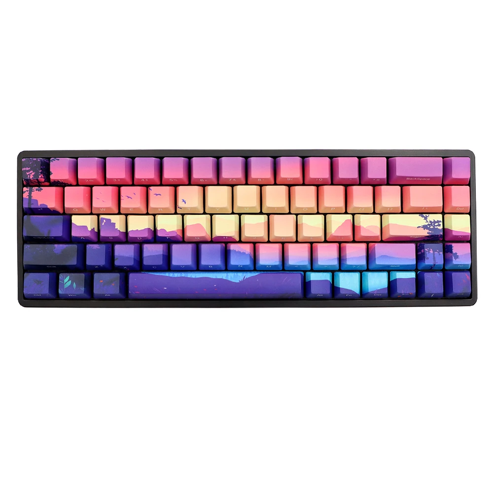 Purple Environmental Keycaps Keycaps OEM Height PBT Five-Sided Sublimation Adaptation 61/64/87/104 Mechanical Keyboard