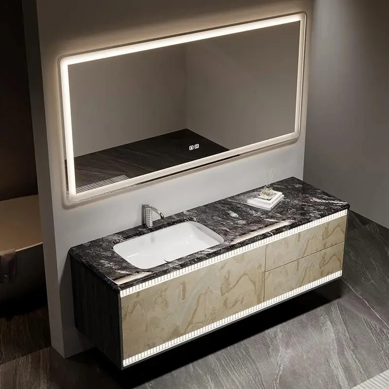 

Light luxury hotel style bathroom cabinet marble luxury stone ceramic basin washbasin sink washbasin cabinet
