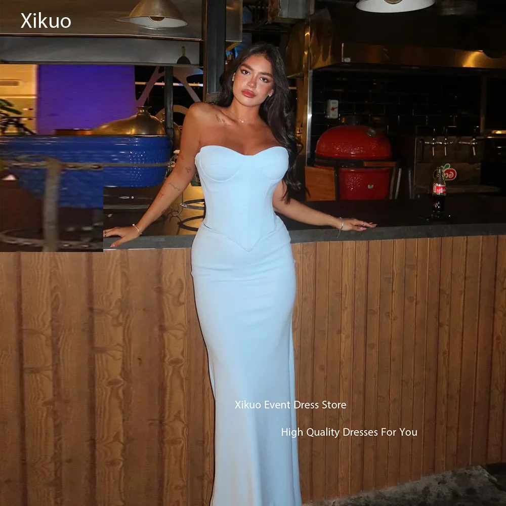 

Xikuo Sky Blue Eye Catching Evening Dresses Modern Mermaid Celebrity Dresses Vestidos Bodycon De Fiesta Elegantes Customized